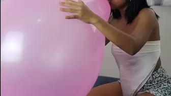 Stella Blows To Pop Your GIANT Pink Balloon