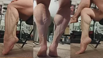 Barefoot Seated Leg Crossing and Muscle Worship