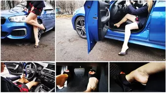 Emily revs extremely hard powerful BMW M140i in luxury mules