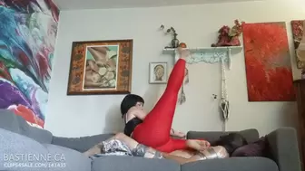 Butt Drops in Red Yoga Pants