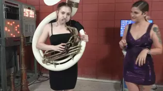 Arietta and Ayla Try Out the Sousaphone (MP4 - 1080p)