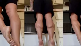 Black Shorts Reach Challenge In the Kitchen Barefeet