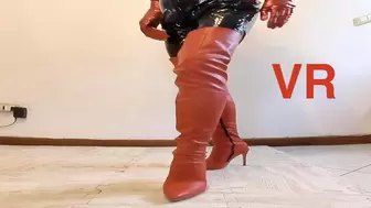 Catsuit and long boots posing in VR