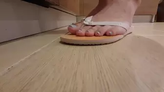 Unaware Kitchen Cleaning in Flip Flops and Barefoot 2