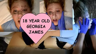 Georgia James EIGHTEEN YEARS OLD put on her back face fucked sloppy spit drool Clip #4