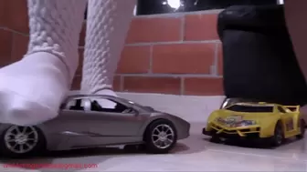 Step Sisters crushing toy cars