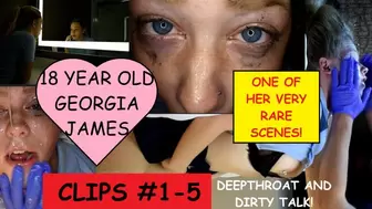 Shy 18 YEAR OLD Georgia James spits slobbers gags dirty old man cock submissive dirty talk age gap fantasy Clips #1-5