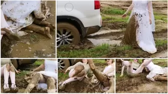 Sexy bride and her friend got stuck hard in deep soft mud
