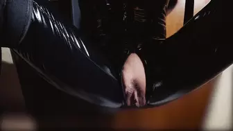 Latex milf fucked on the swing chairs - cum on latex