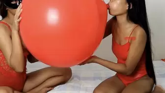 Camylle and Kate Share A Blow To Pop Of Your GIANT Red Baloon