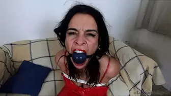 Latina tied tight and gagged with HUGE ballgag! *1080p FHD*