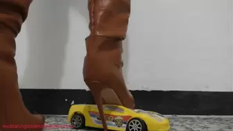 Crush a toy car destroys boots