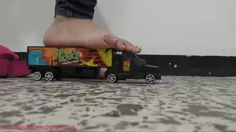 Toy truck crushed
