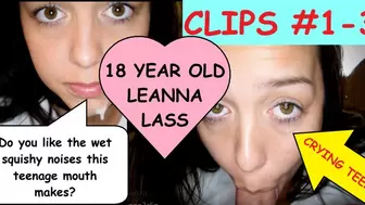 RARE Leanna Lass 18 year old girl slowly sensually sucks cock POV talks dirty to old man cries when she deepthroats CLIPS #1-3