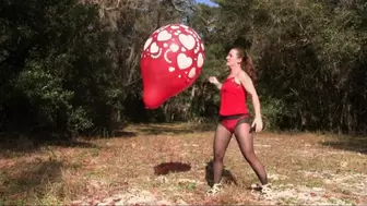 Fayth In Red Blows Big Red In Woods -MP4