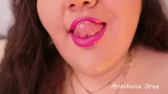 Licking shiny lips