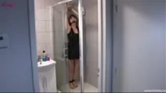 Lil Missy UK in PVC dress handcuffed In Shower