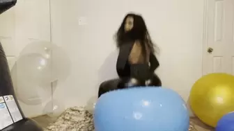 Big Booty Ebony Girl Bounces On Hopper Ball In Leather Pants