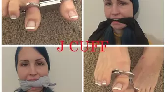 Sage Egas: Zip tied, toe cuffed and sock and cleave gagged (WORSHIP HER FEET!)