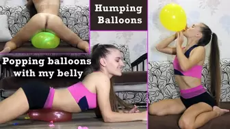 Humping Balloons Popping Balloons with my Belly - Ass and pussy rubbing on balloons - Muscular body blows up balloons - Glowing balloon - Colorful balloon