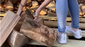 Scarlet Soaks Her Jeans While Stacking Firewood!