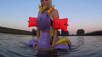 Alla is hotly fucking a magic inflatable dragon and an unexpected air leak occurs and Alla pops the dragon with her fingernail during orgasm!!!