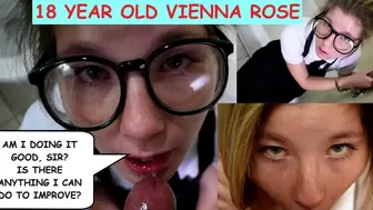 Vienna Rose 18 year old gets handcuffed by old man and sucks his cock then smokes his vape coughs intensely CLIP #1