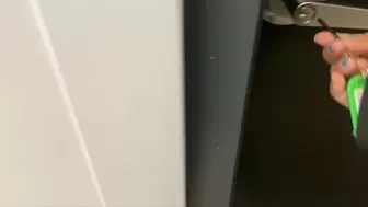 Pee and plop in dim bathroom