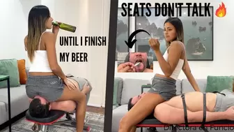 ENOLA - Seats Don't Talk - Face-sitting and ass smothering while drinking a beer and smoking, tied up slave ( FullHD)