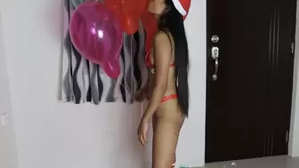 Santa's Helper Plays With Your Helium Balloons