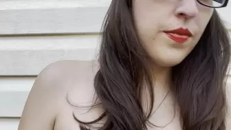 Sexy Santa Girl Smoking Topless Outside - Marlboro Light 100 - Red Lipstick - Santa Hat - Perky Tits