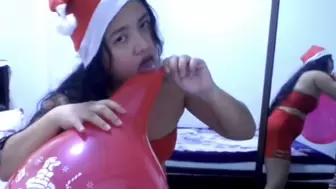Sexy Santa's Helper Freya Blows To Pop Your Balloons