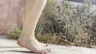 Bikini dirty feet gardening