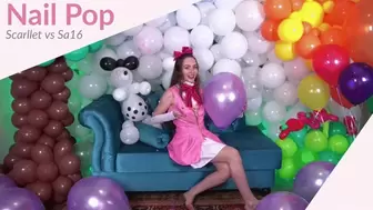Scarllet Nail pop Purple Balloons