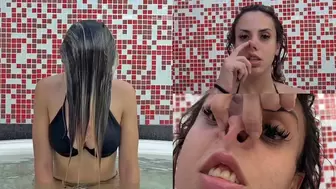 Khamy Plays With Her Nose N Face On Hot Tub Clip 01 HD