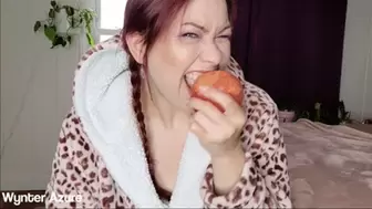 Greedily & Loudly Chewing Juicy Apple with Nut Butter (ID # 1815 HD 1080)