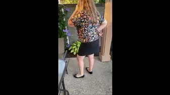 Sexy Gardner Deb is Watering Her Plants Wearing Her Black Mini Skirt with Black Anne Klein Ballet Flats (7-6-2021) C4S