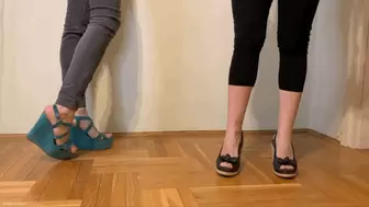 2 RECEPTIONISTS STANDING ALL DAY IN UNCOMFORTABLE SHOES - MP4 HD