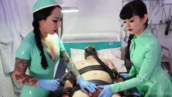Cock Nursing by Two Latex Nurses with Mistress Youko
