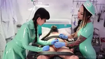 Urethral Examination by Two Latex Nurses with Mistress Youko