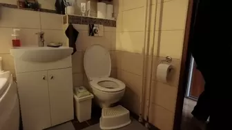 Sexy Panda in toilet visit