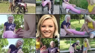 Zazie LLC Wheelchair Gets Her Cast foot Tickled