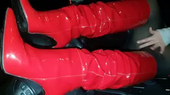 Red Boots Tease in Honda at Night WMV