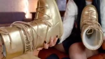 Golden Boots And Feet Smelling - Part 01 - HD 2560x1440