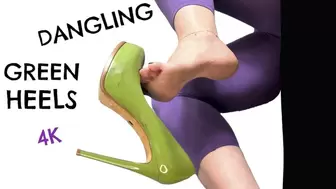 Big Sexy Feet Dangling Green Heels in 4K