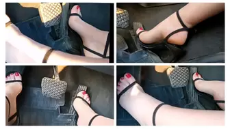 Hard revving and pedal pumping in BMW sexy pointed toes pretty sandals