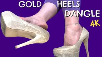 Gold High Heels Dangle DANGLING in 4K