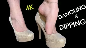 Dangling and Dipping Glitter Heels Shoe Play in 4K