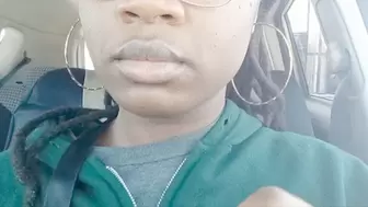 Tired Ebony Chews on Watermelon Flavored Gum in Car