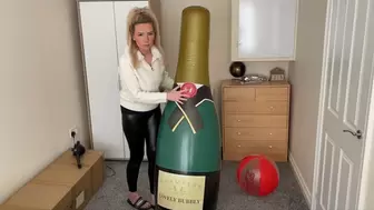 Giant champagne bottle sit pop HD